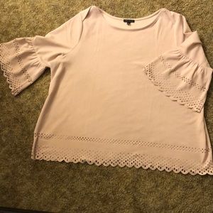 Lane Bryant 26/28 Pink Laser-Cut Bell-Sleeve Tunic
